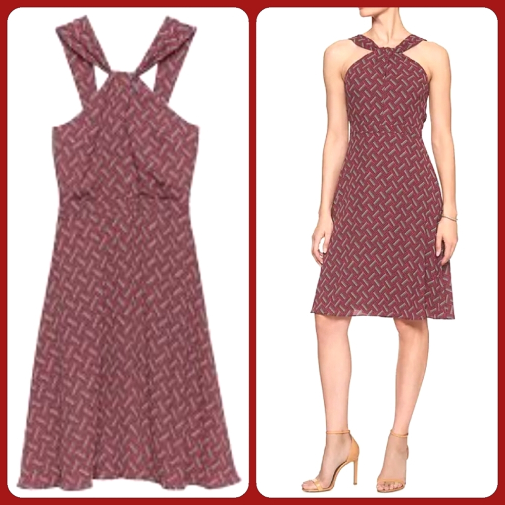 NWOT Banana Republic Red/Blue Halter Dress